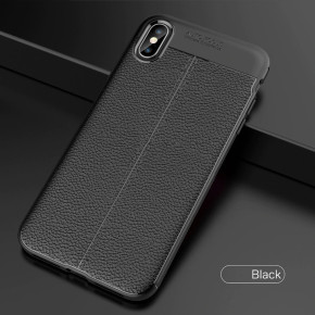 Луксозен силиконов гръб ТПУ кожа дизайн за Apple iPhone XS MAX черен